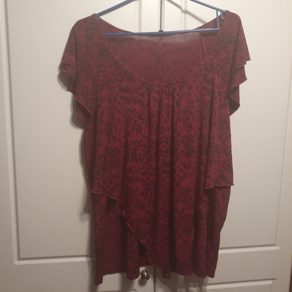 Dark Fuchsia & Black Ruffled Top
